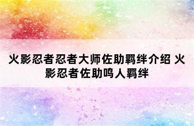 火影忍者忍者大师佐助羁绊介绍 火影忍者佐助鸣人羁绊